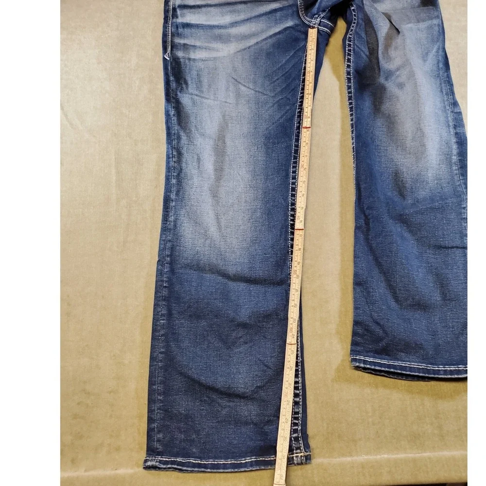 Buckle Black Fit No 29 Bootleg Jeans Mens 36R Medium Wash Thick Stitch BBLA9011 - Picture 9 of 12